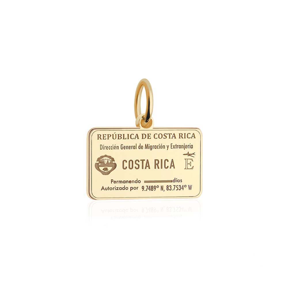Solid Gold Travel Charm, Costa Rica Passport Stamp - JET SET CANDY (6930091901112)