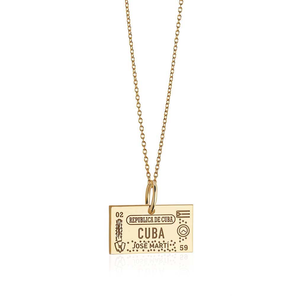Solid Gold Cuba Passport Stamp Charm - JET SET CANDY (6930096095416)