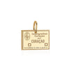 Solid Gold Travel Charm, Curacao Passport Stamp - JET SET CANDY (6930092294328)