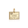 Solid Gold Travel Charm, Cyprus Passport Stamp - JET SET CANDY (6930073583800)