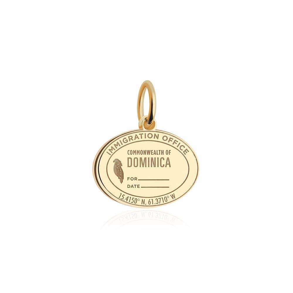 Solid Gold Dominica Passport Stamp Charm - JET SET CANDY (6930092425400)