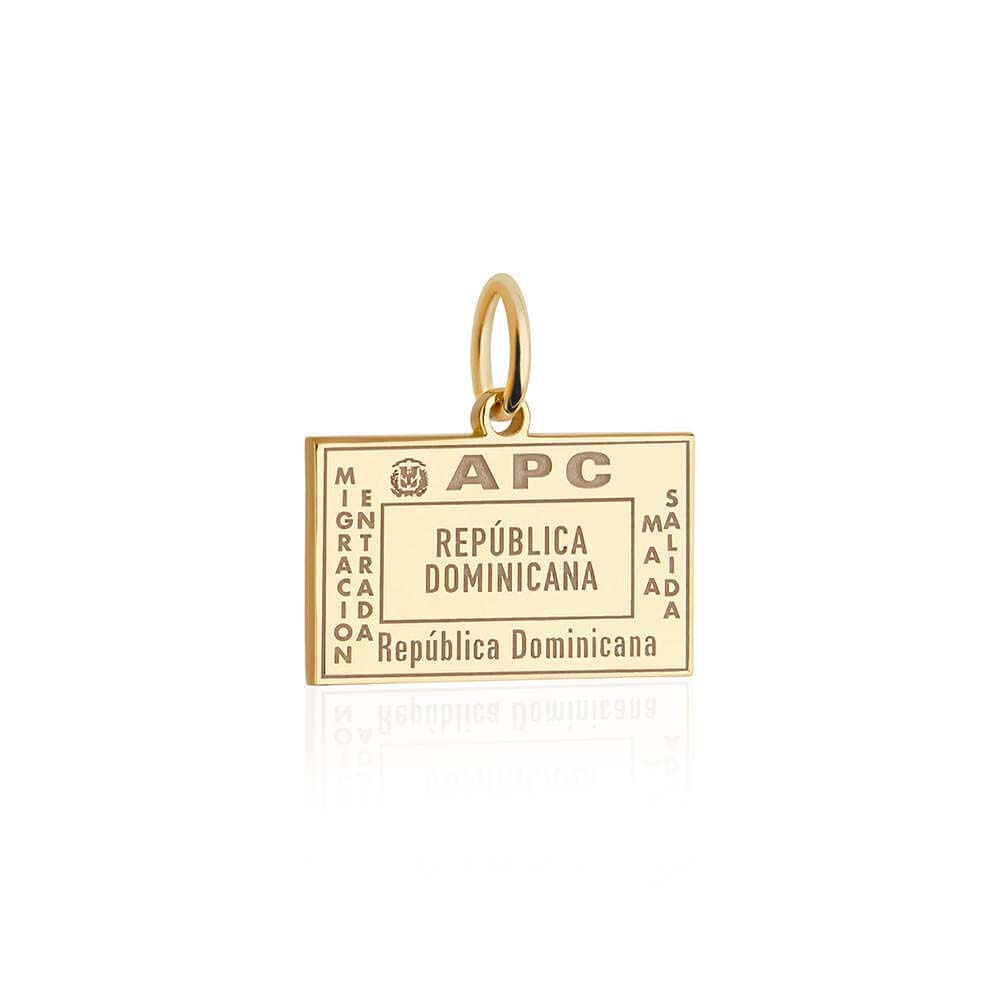 Solid Gold Dominican Republic Charm, Passport Stamp - JET SET CANDY (6930092458168)