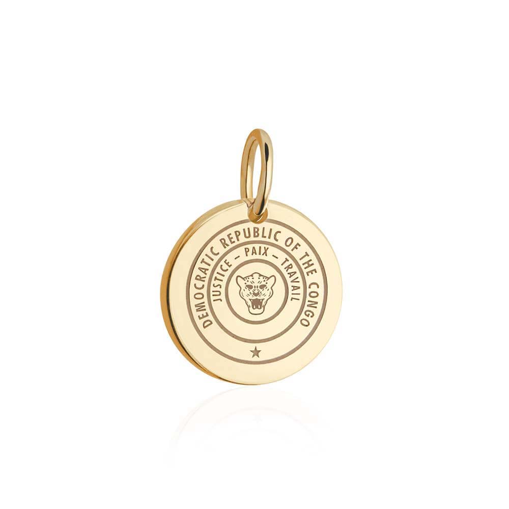 Solid Gold Democratic Republic of the Congo Passport Stamp Charm - JET SET CANDY (6930087051448)