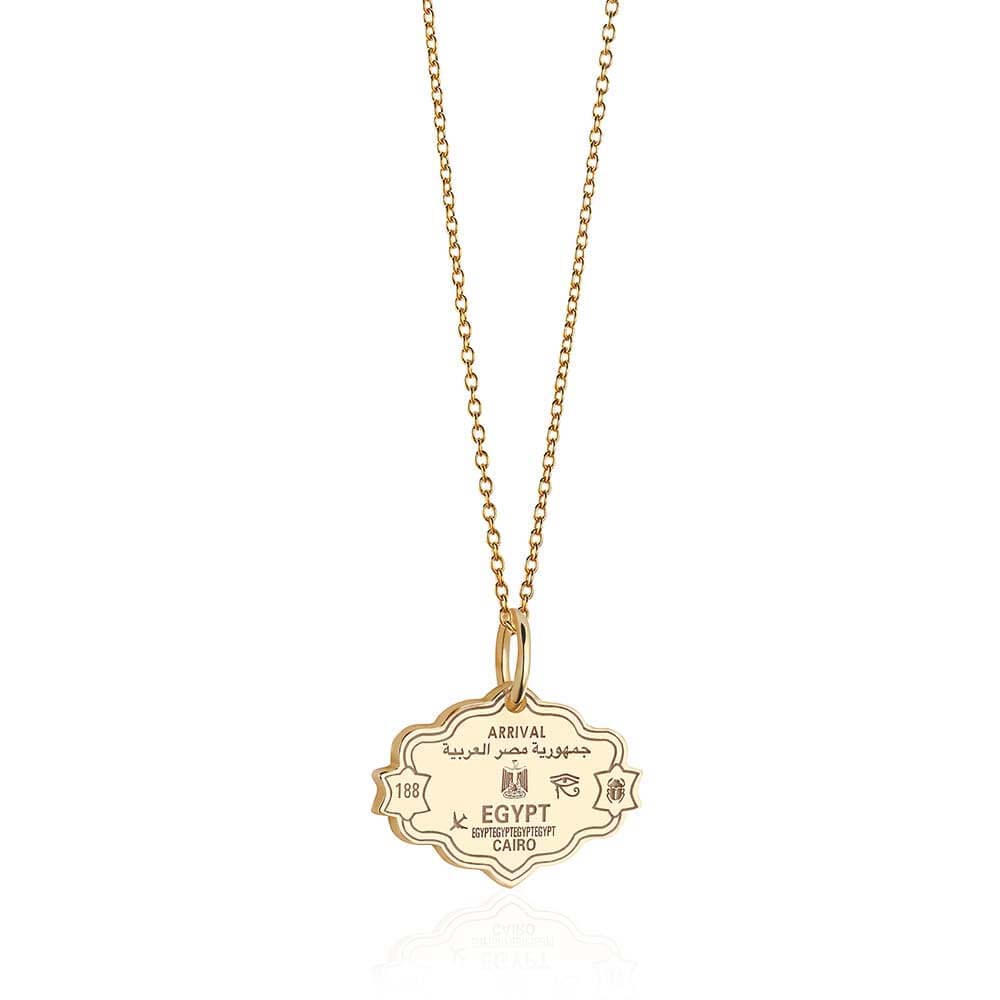 Solid Gold Egypt Passport Stamp Charm - JET SET CANDY  (4588603048024)