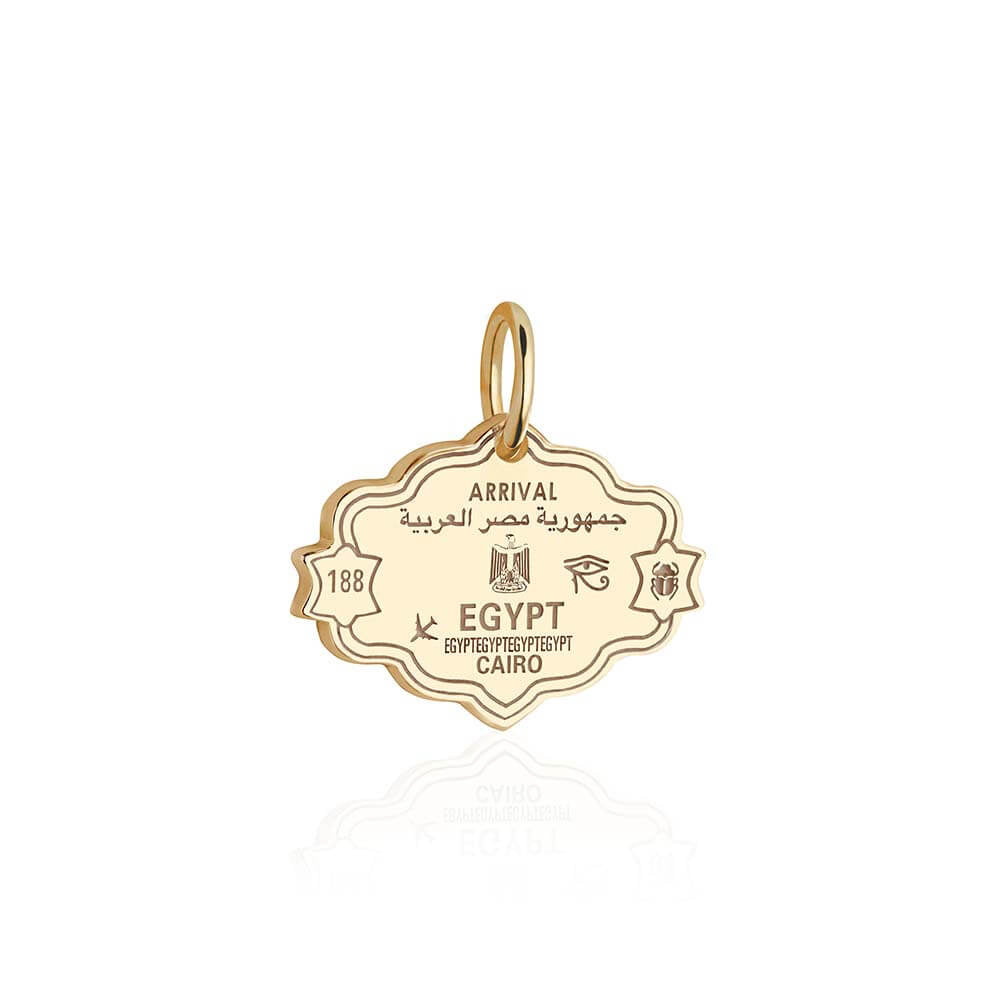 Solid Gold Egypt Passport Stamp Charm - JET SET CANDY (4588603048024)