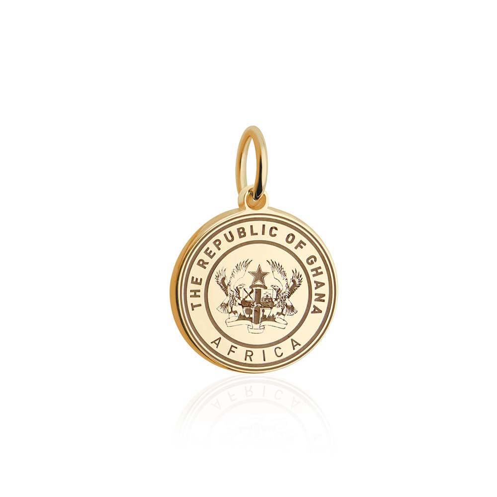 Solid Gold Travel Charm, Ghana Passport Stamp - JET SET CANDY (6930088132792)
