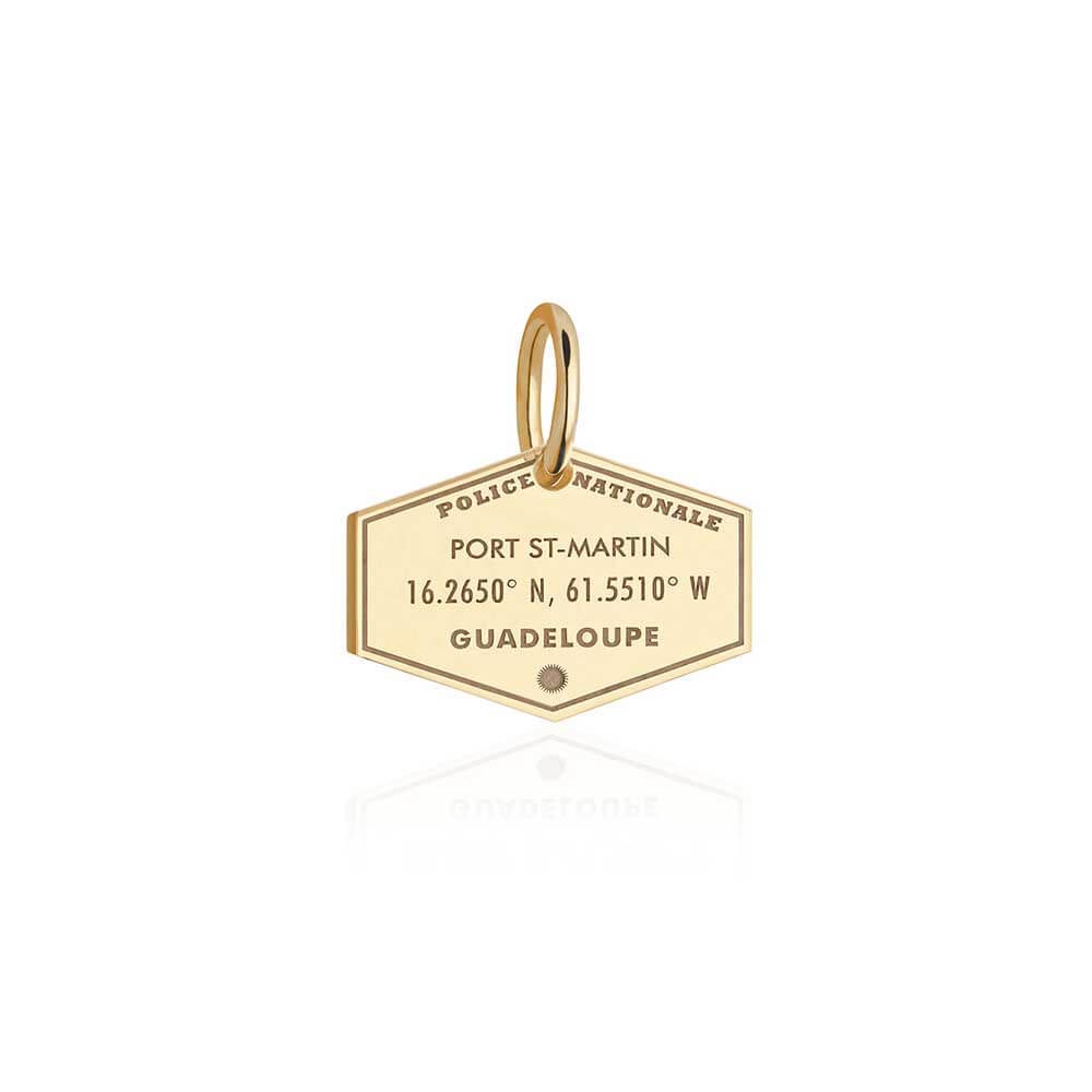 Solid Gold Guadeloupe Passport Stamp Charm - JET SET CANDY (6930072862904)