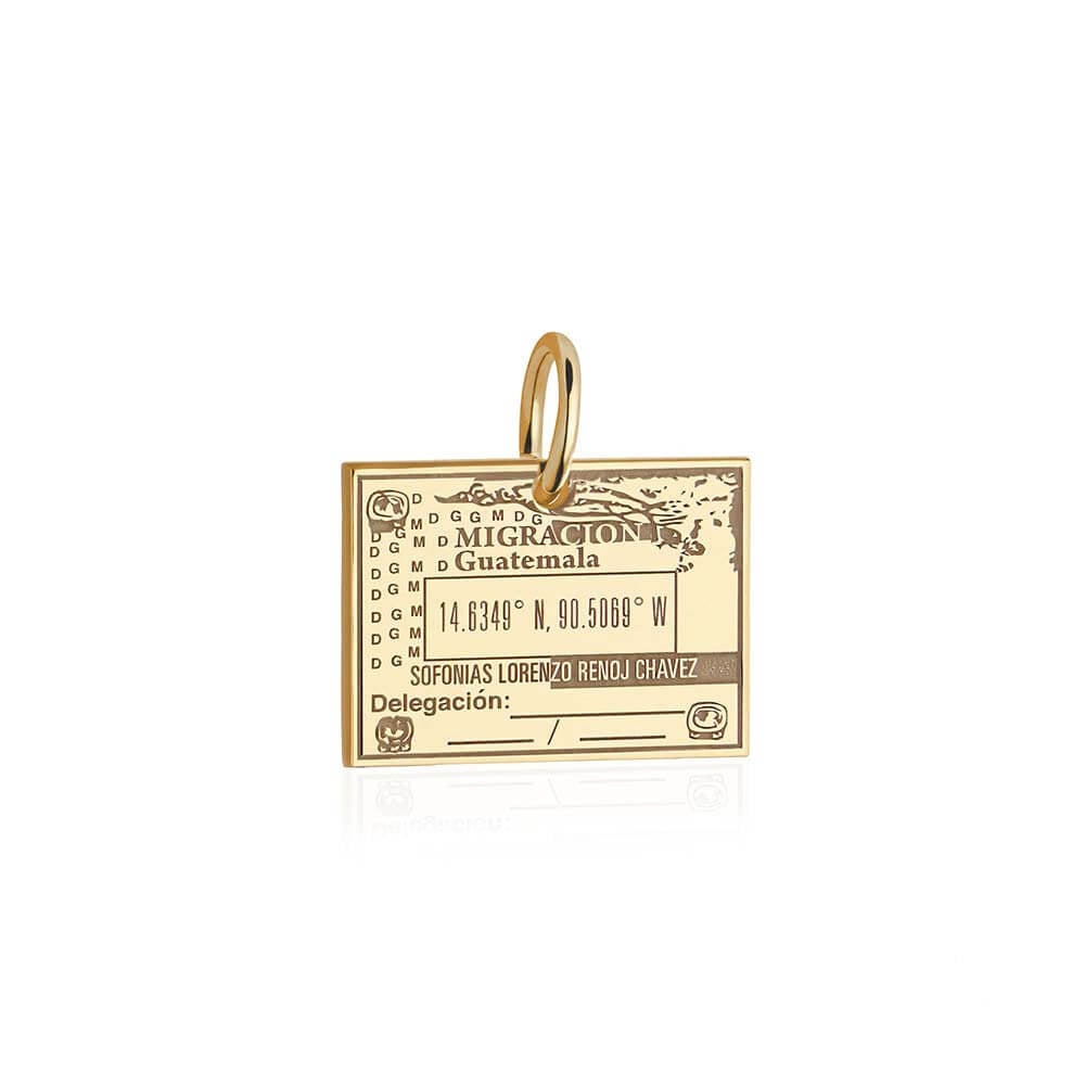 Solid Gold Travel Charm, Guatemala Passport Stamp - JET SET CANDY (6930096521400)