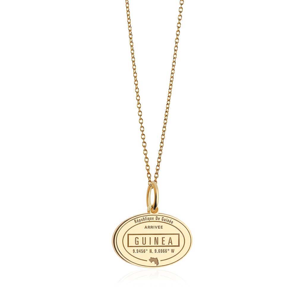Solid Gold Travel Charm, Guinea Passport Stamp - JET SET CANDY (6930087968952)