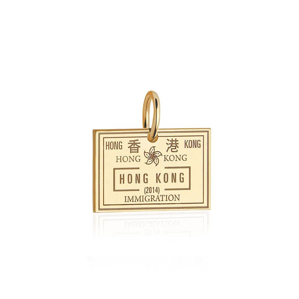Solid Gold Hong Kong Charm, Passport Stamp - JET SET CANDY (4588605210712)