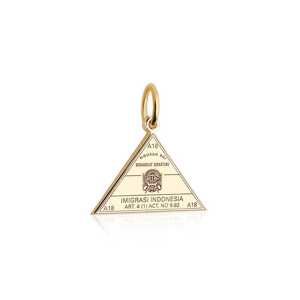 Solid Gold Travel Charm, Indonesia Passport Stamp - JET SET CANDY (6930067947704)