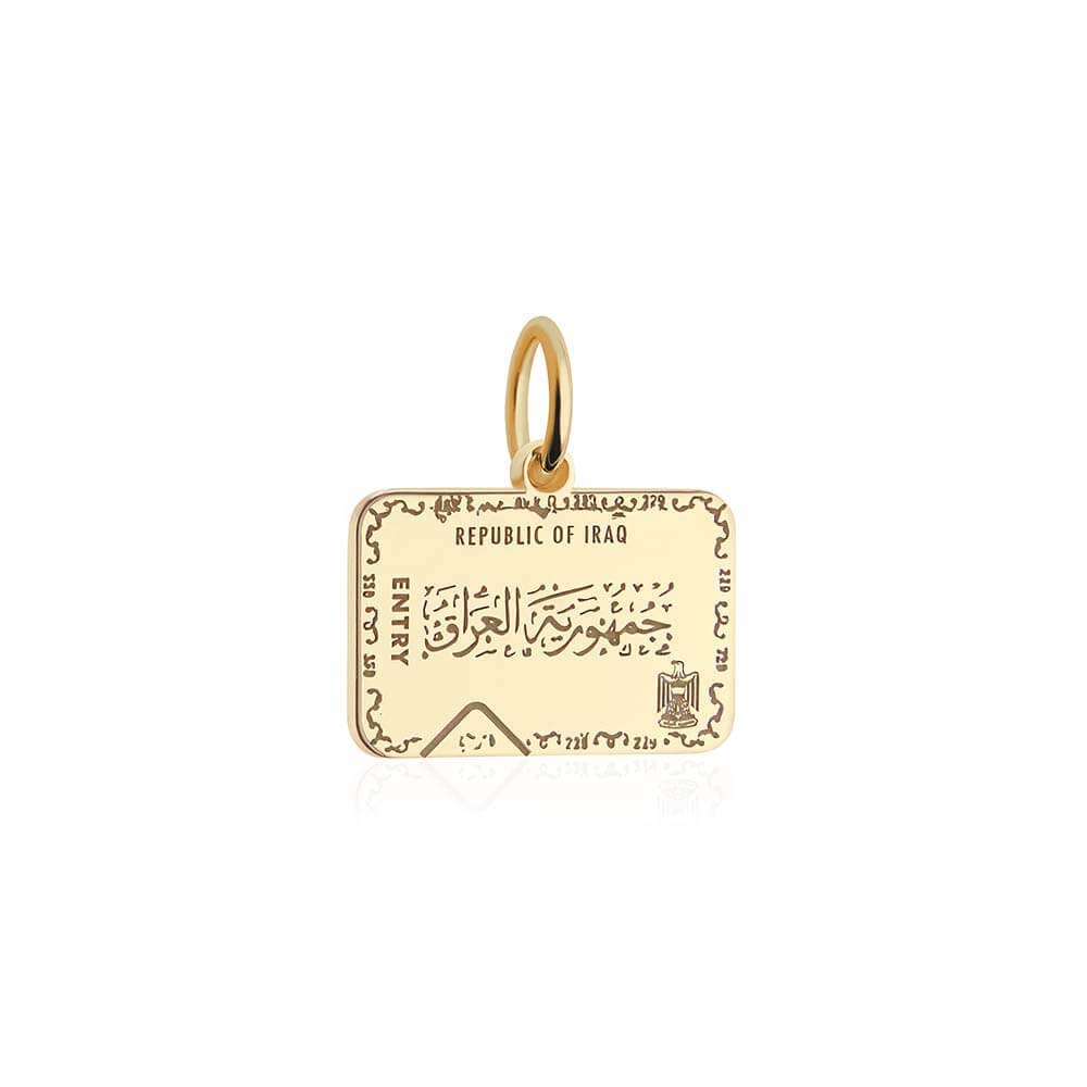 Solid Gold Iraq Passport Stamp Charm (6571802755256)