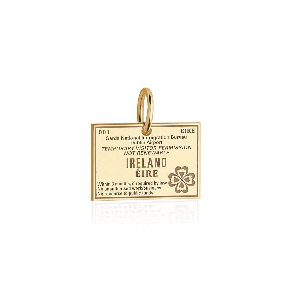 Solid Gold Ireland Charm, Passport Stamp - JET SET CANDY (4588607406168)