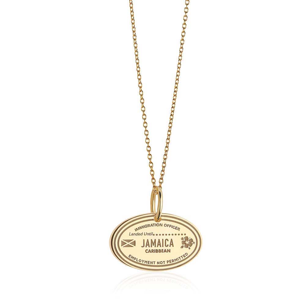 Solid Gold Travel Charm, Jamaica Passport Stamp - JET SET CANDY (6930092884152)