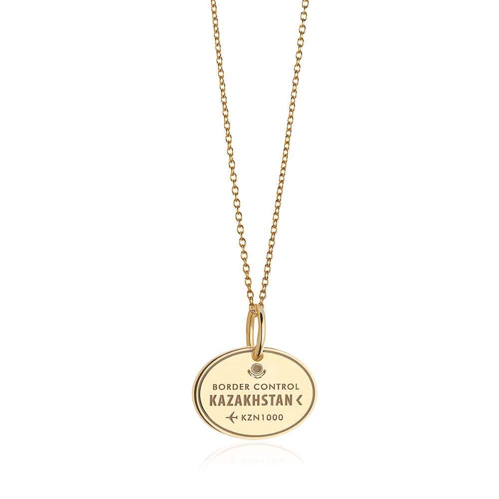 Solid Gold Charm, Kazakhstan Passport Stamp - JET SET CANDY (6930068144312)