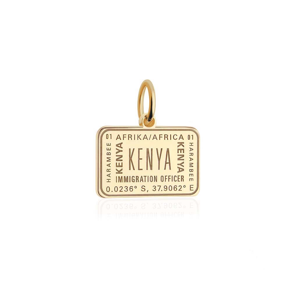 Solid Gold Travel Charm, Kenya Passport Stamp - JET SET CANDY (6930088722616)