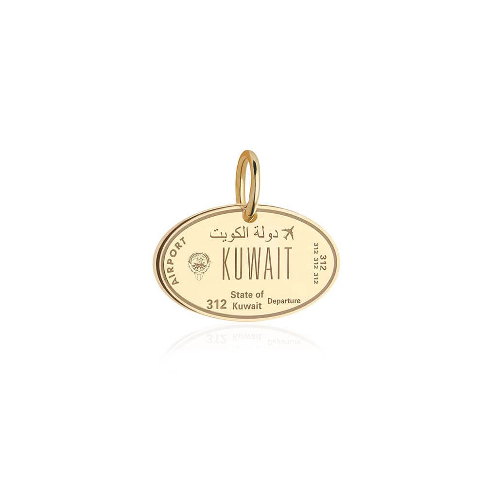 Solid Gold Kuwait Passport Stamp Charm - JET SET CANDY (4588609110104)