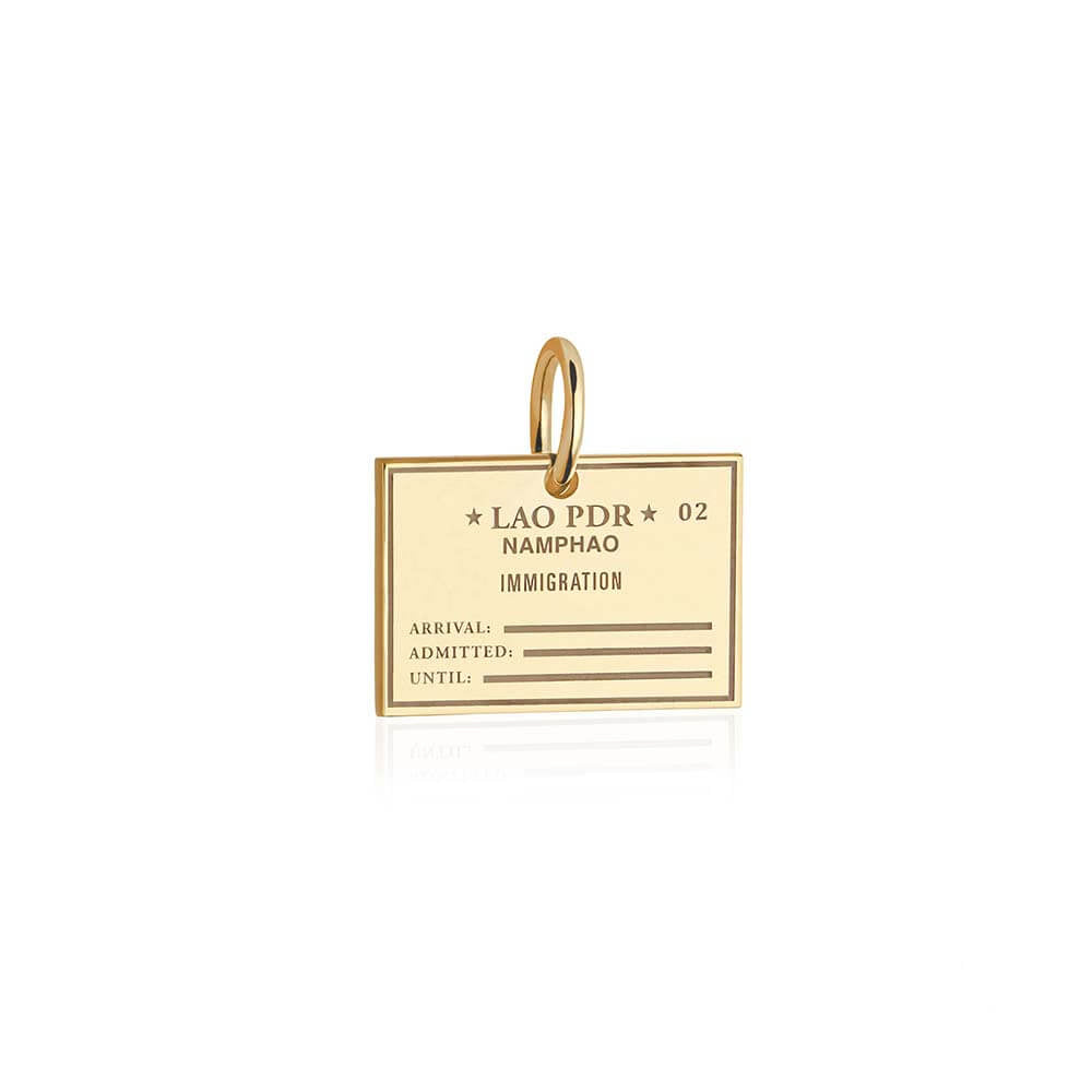 Solid Gold Charm, Laos Passport Stamp - JET SET CANDY (6930068504760)