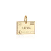 Solid Gold Travel Charm, Latvia Passport Stamp - JET SET CANDY (6930076598456)