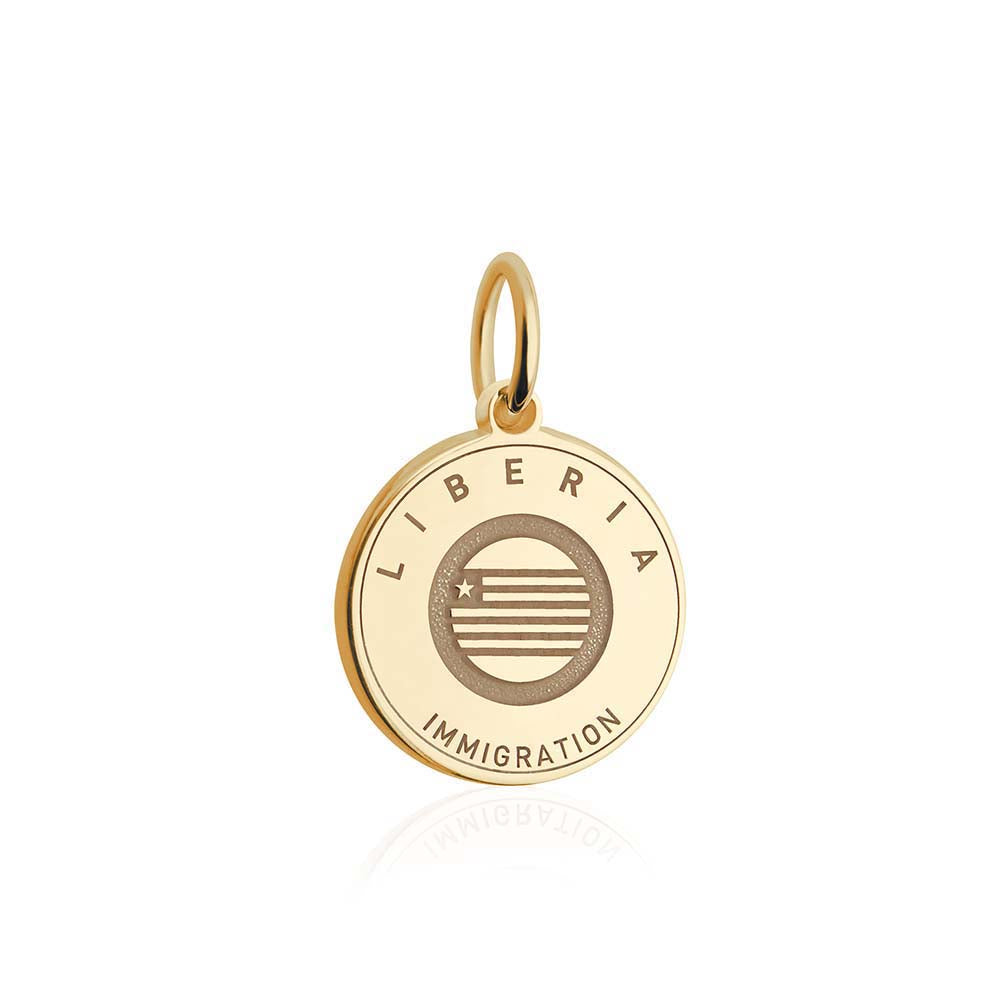 Solid Gold Travel Charm, Liberia Passport Stamp - JET SET CANDY (6930077188280)