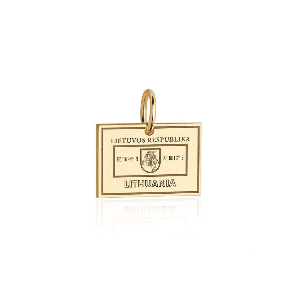 Solid Gold Charm, Lithuania Passport Stamp - JET SET CANDY (6930068734136)