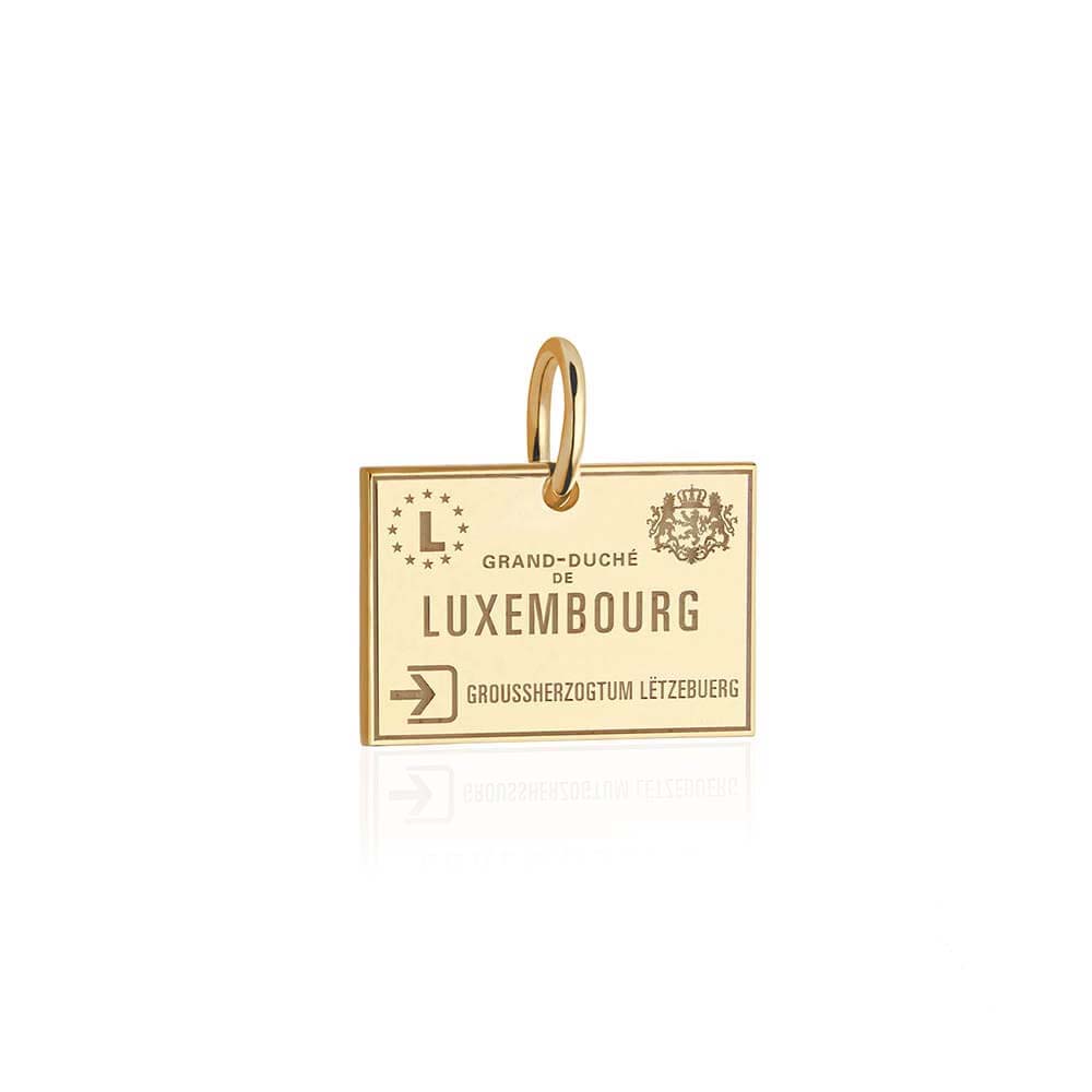 Solid Gold Charm, Luxembourg Passport Stamp - JET SET CANDY (6930068766904)