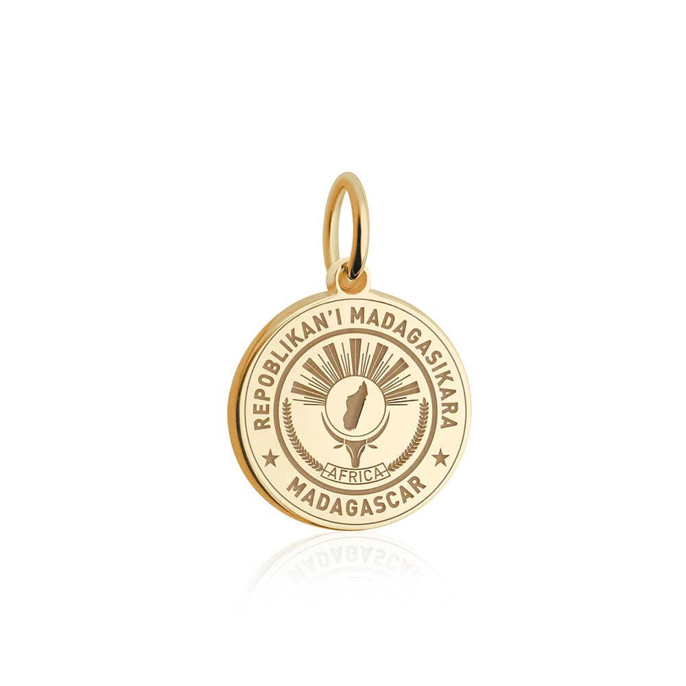 Solid Gold Charm, Madagascar Passport Stamp - JET SET CANDY (6930077384888)