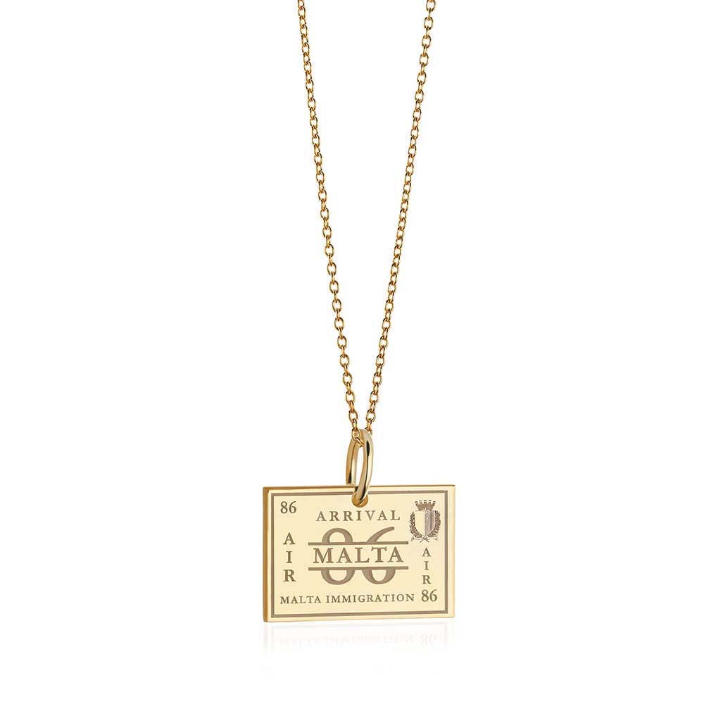 Solid Gold Malta Passport Stamp Charm (6546654003384)