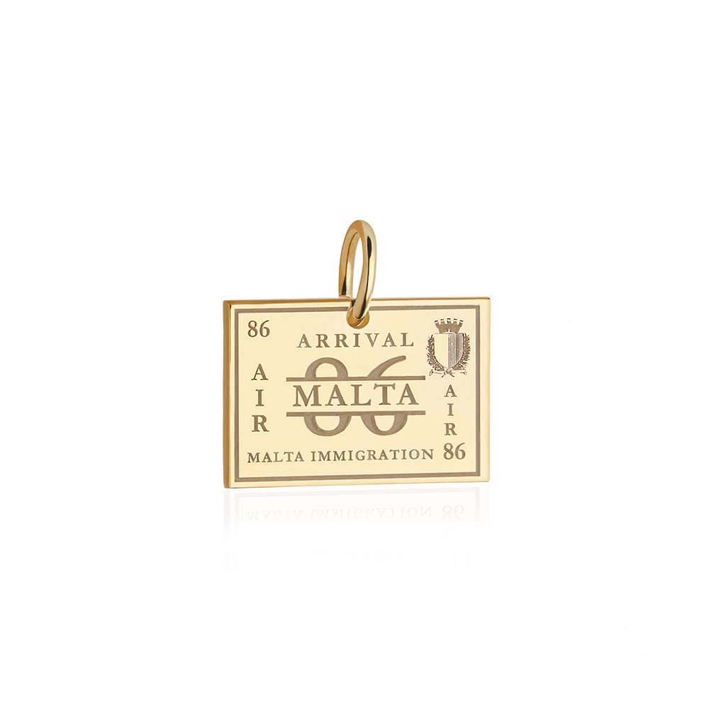 Solid Gold Malta Passport Stamp Charm (6546654003384)
