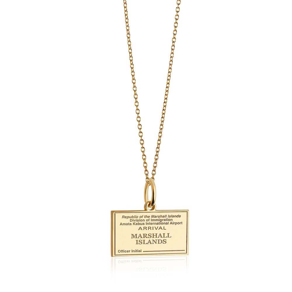 Solid Gold Charm, Marshall Islands Passport Stamp - JET SET CANDY (6930093146296)