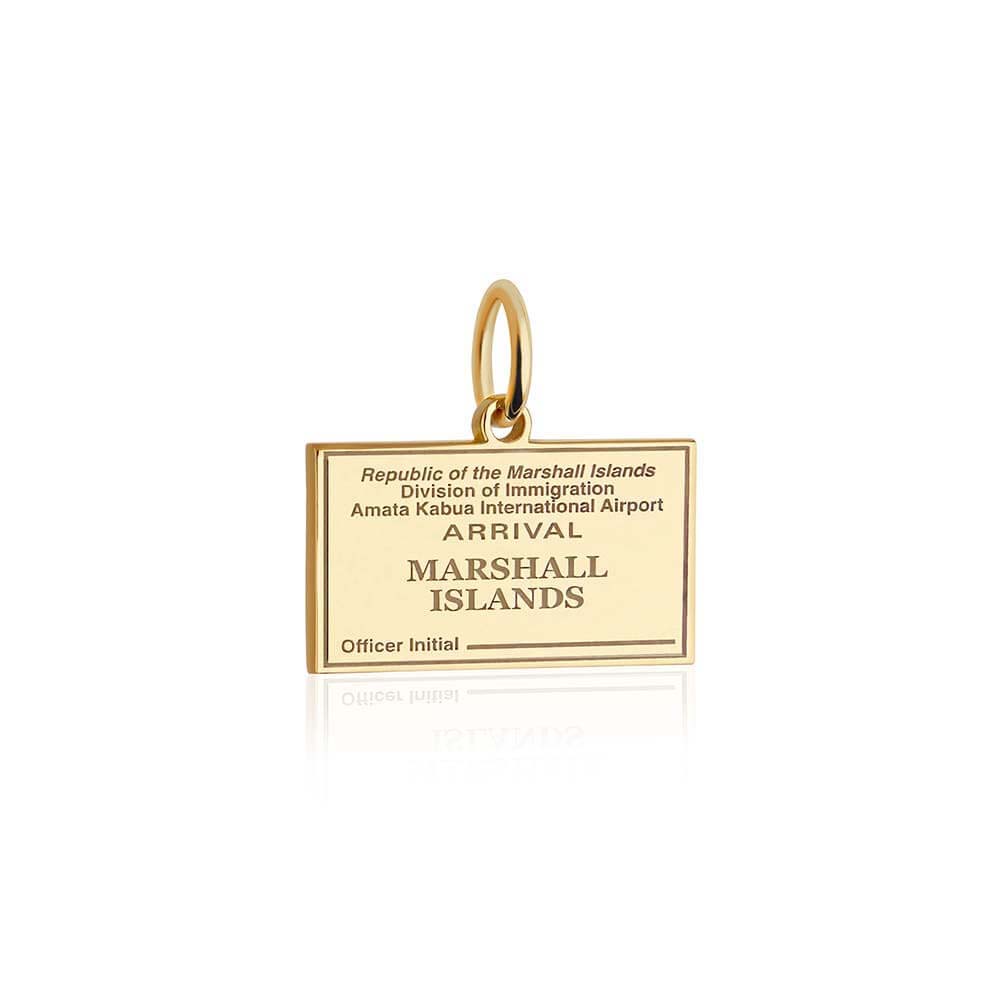 Solid Gold Charm, Marshall Islands Passport Stamp - JET SET CANDY (6930093146296)