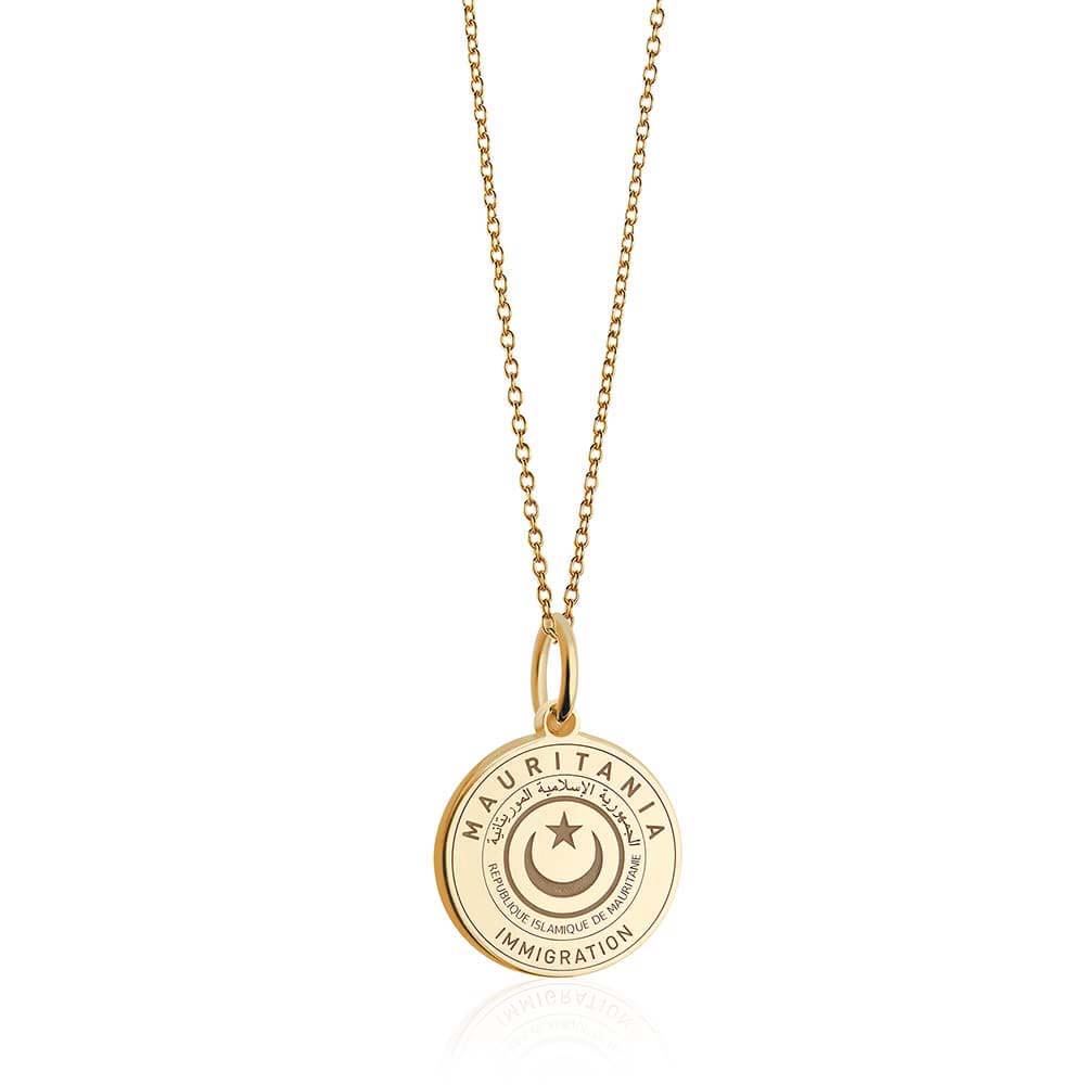 Solid Gold Charm, Mauritania Passport Stamp - JET SET CANDY (6930078007480)