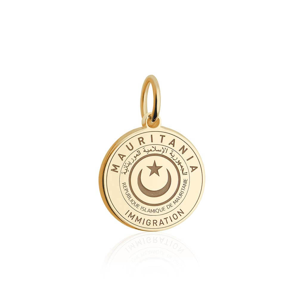 Solid Gold Charm, Mauritania Passport Stamp - JET SET CANDY (6930078007480)