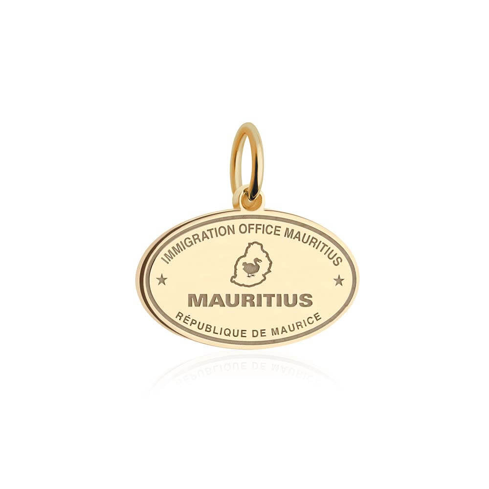 Solid Gold Charm, Mauritius Passport Stamp - JET SET CANDY (6930081317048)