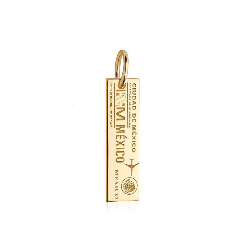 Solid Gold Mexico Charm, Passport Stamp - JET SET CANDY (4588611338328)