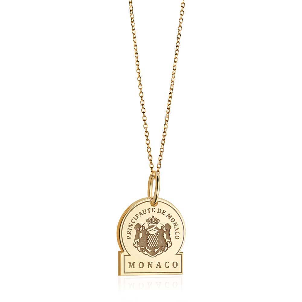 Solid Gold Monaco Passport Stamp Charm (4633273270360)
