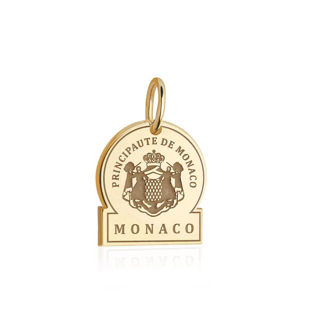 Solid Gold Monaco Passport Stamp Charm (4633273270360)
