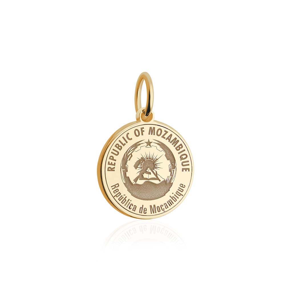 Solid Gold Charm, Mozambique Passport Stamp - JET SET CANDY (6930081349816)