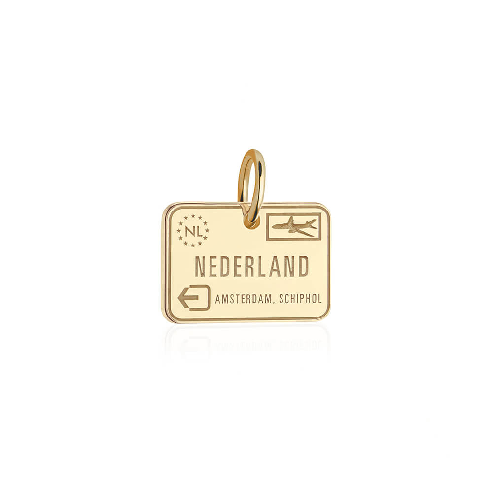 PRE ORDER: Solid Gold Netherlands Passport Stamp Charm (4745273901144)