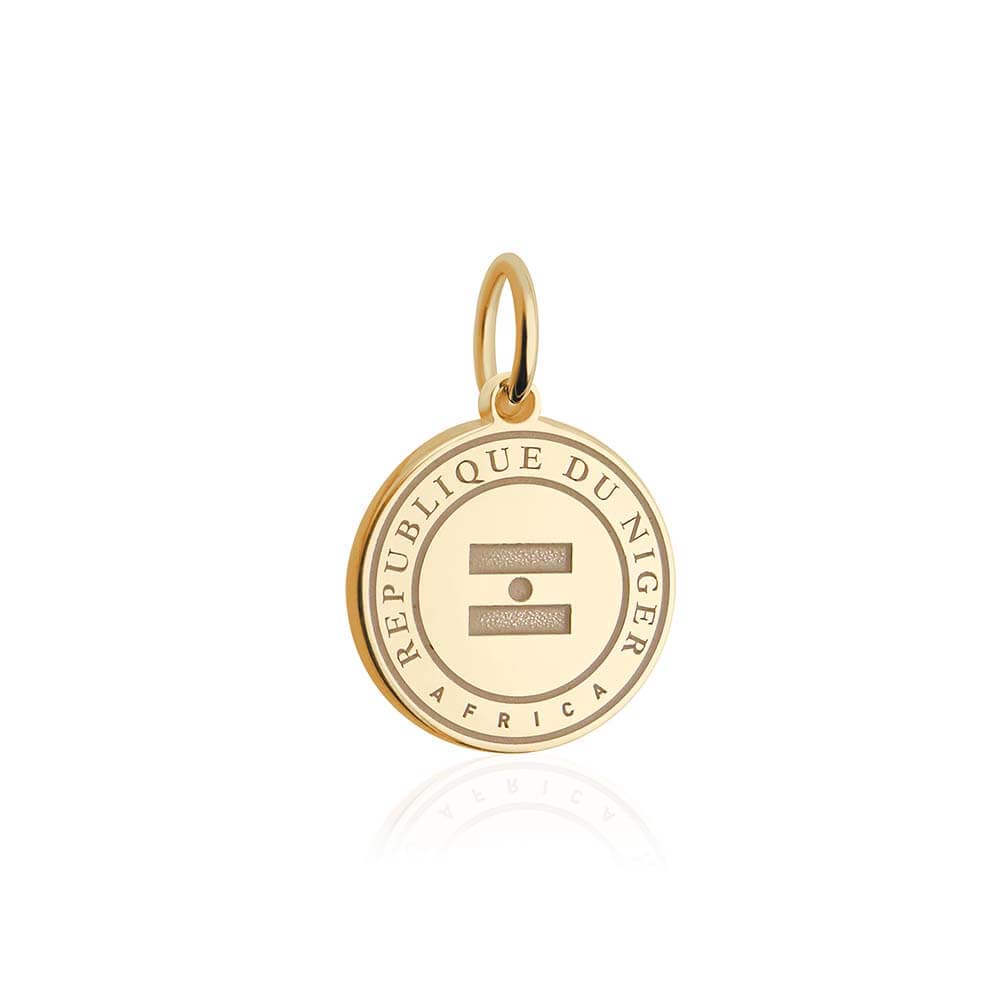 Solid Gold Travel Charm, Niger Passport Stamp - JET SET CANDY (6930081546424)