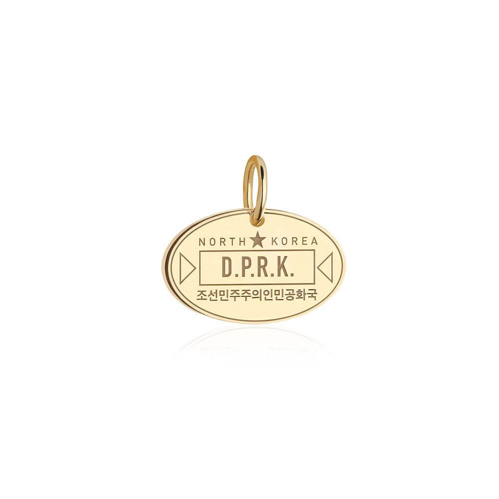Solid Gold Charm, North Korea Passport Stamp - JET SET CANDY (6930065096888)