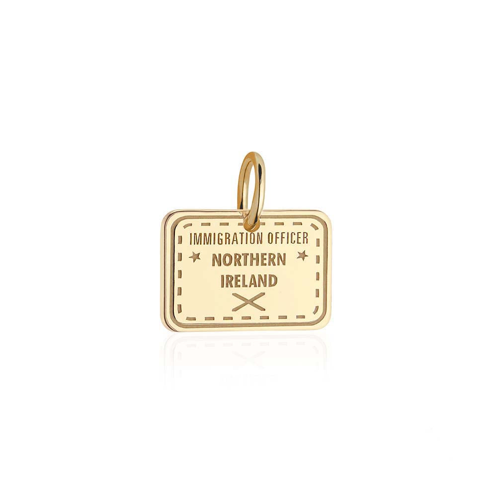 Solid Gold Charm, Northern Ireland Passport Stamp - JET SET CANDY (6930072109240)