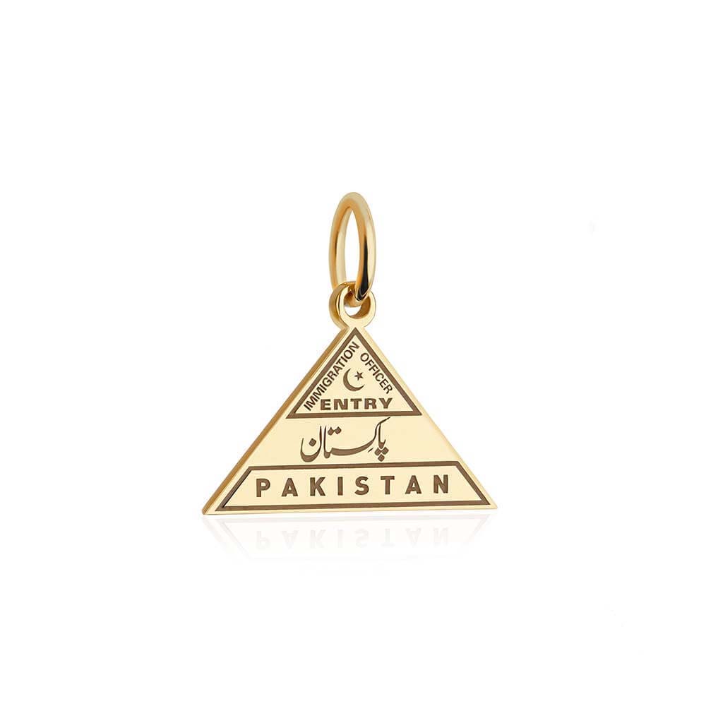 Solid Gold Travel Charm, Pakistan Passport Stamp - JET SET CANDY (6930081808568)