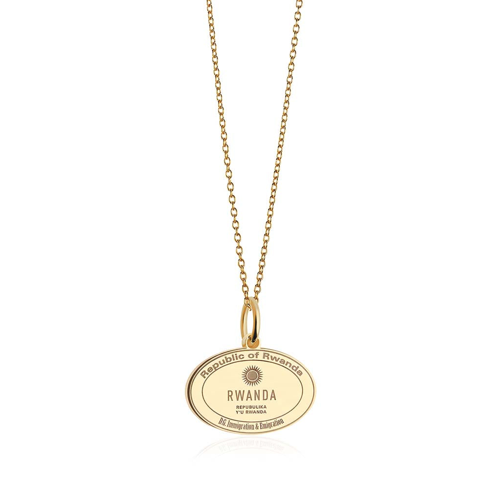 Solid Gold Travel Charm, Rwanda Passport Stamp - JET SET CANDY (6930082463928)