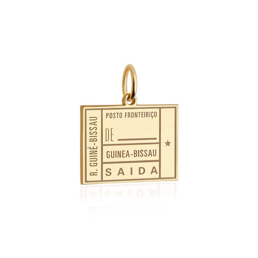Solid Gold Charm, Guinea-Bissau Passport Stamp - JET SET CANDY (6930088362168)