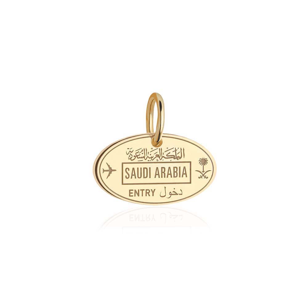 PRE ORDER: Solid Gold Saudi Arabia Passport Stamp Charm (6546653839544)
