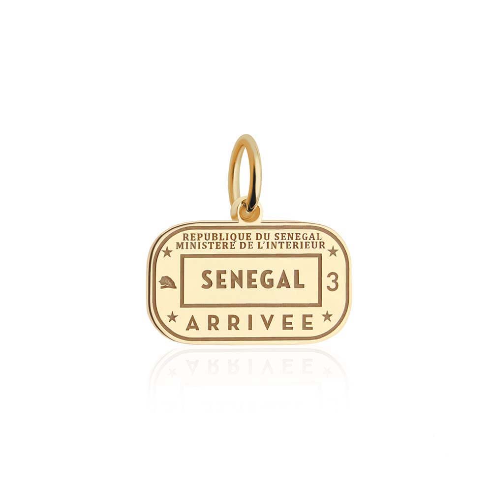 Solid Gold Travel Charm, Senegal Passport Stamp - JET SET CANDY (6930082824376)