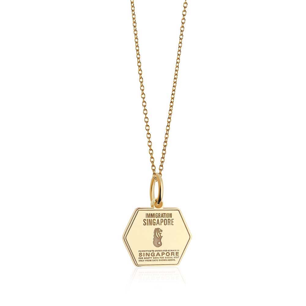 Solid Gold Singapore Passport Stamp Charm - JET SET CANDY  (4588617531480)