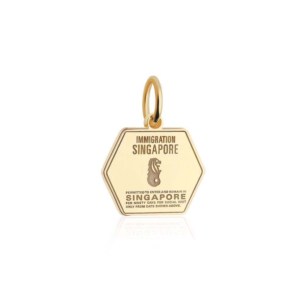 Solid Gold Singapore Passport Stamp Charm - JET SET CANDY (4588617531480)