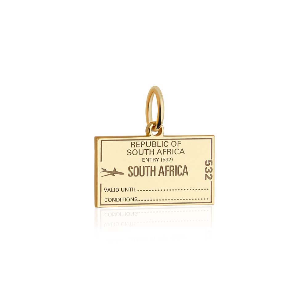 Solid Gold Charm, South Africa Passport Stamp - JET SET CANDY (1720180768826)